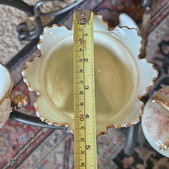 Northwood Inverted Fan Sugar Creamer Spooner Uranium Custard Glass Antique EAPG - Picture 16 of 16